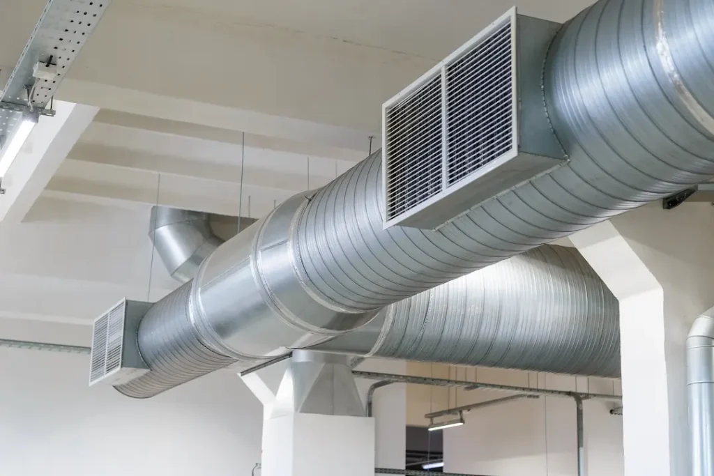 a large metal pipes in a room
